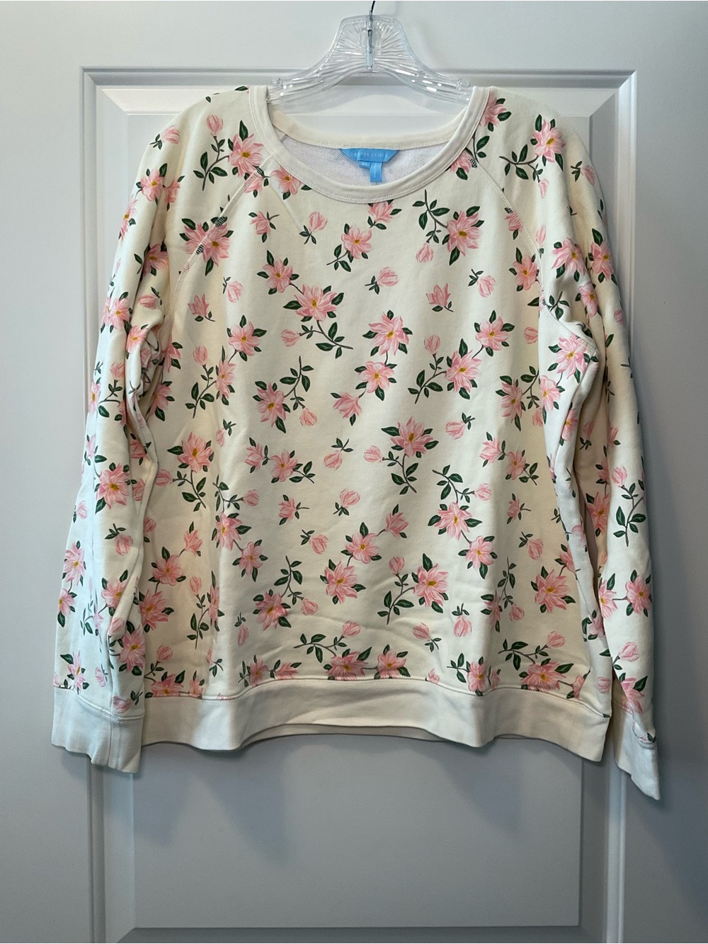 Draper James Cream Sweatshirt with Pink Floral Print